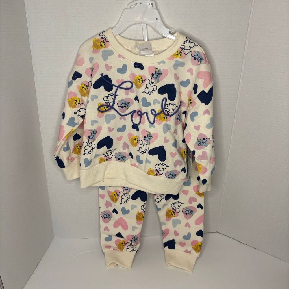 Disney Lady and the Tramp Toddler Girl Sweatshirt Pant Set Love Multicolor 2T